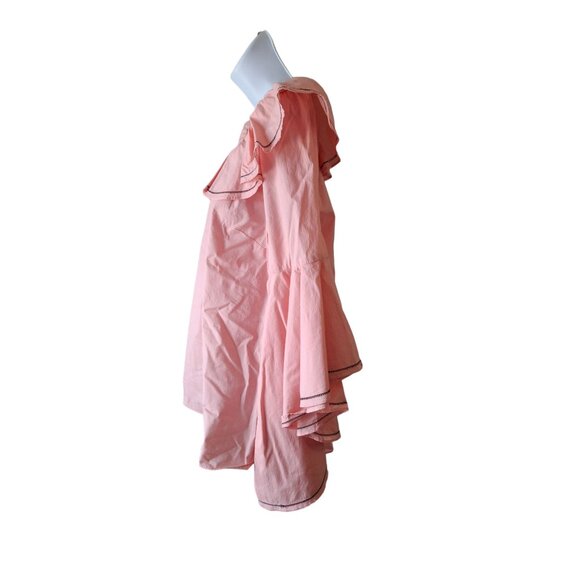 V Cristina Womens Off Shoulder Peplum Top M Pink Ruffle Bell Sleeve Boho Chic - Picture 3 of 8